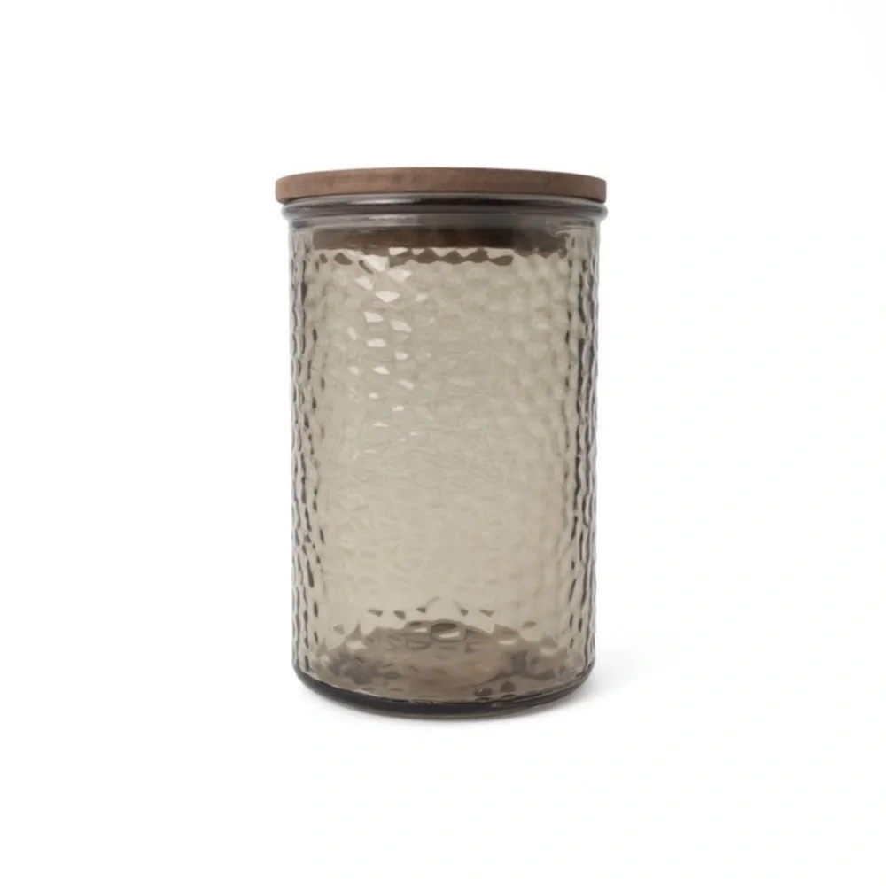 New! Target Bullseye Playground Taupe Hammered Glass Canister with Wooden Lid